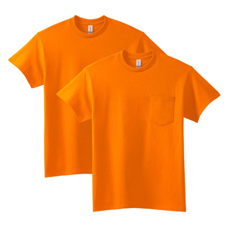 Gildan Adult Ultra Cotton T-Shirt with Pocket, Style G2300, 2-Pack, Safety Orange, X-Large - Image 1
